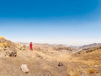 Das Revier Laghe Morad, gut 3 Kilometer von Veshnaveh entfernt. Links im Bild das Mundloch zu Grube 1